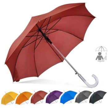 Tutte le varianti di colore dell'Ombrello Personalizzabile Clear Handle, disposte una accanto all'altra.