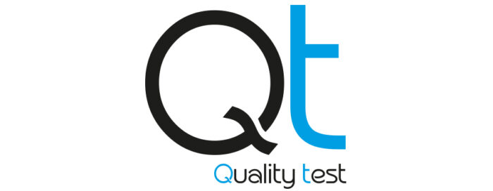 Logo con le lettere "Qt" in nero e blu e la scritta Quality test