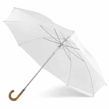 Ombrello bianco con manico in legno