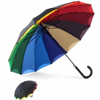 ombrello arcobaleno grande ad apertura automatica con esterno di colore nero